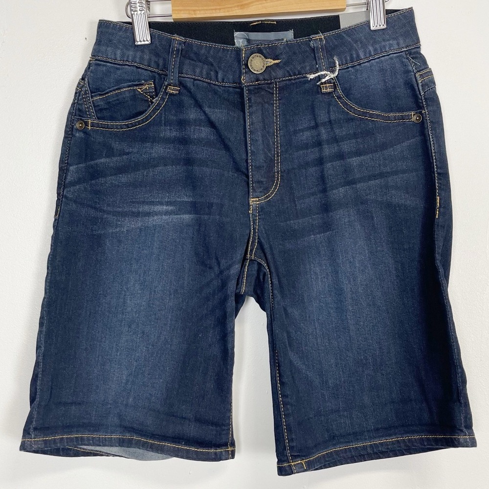 Wit & Wisdom Jean Shorts Size 00 Dark Blue Ab-Solution Bermuda Denim NWT NEW